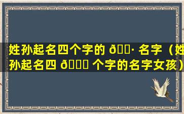 姓孙起名四个字的 🕷 名字（姓孙起名四 🕊 个字的名字女孩）